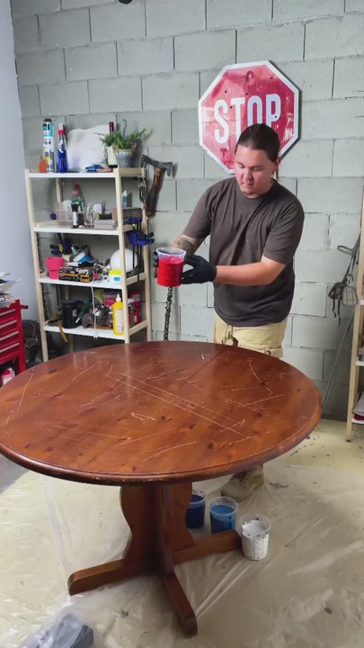 Gorgeous Table Design Crafted with Paint and Garden Tools