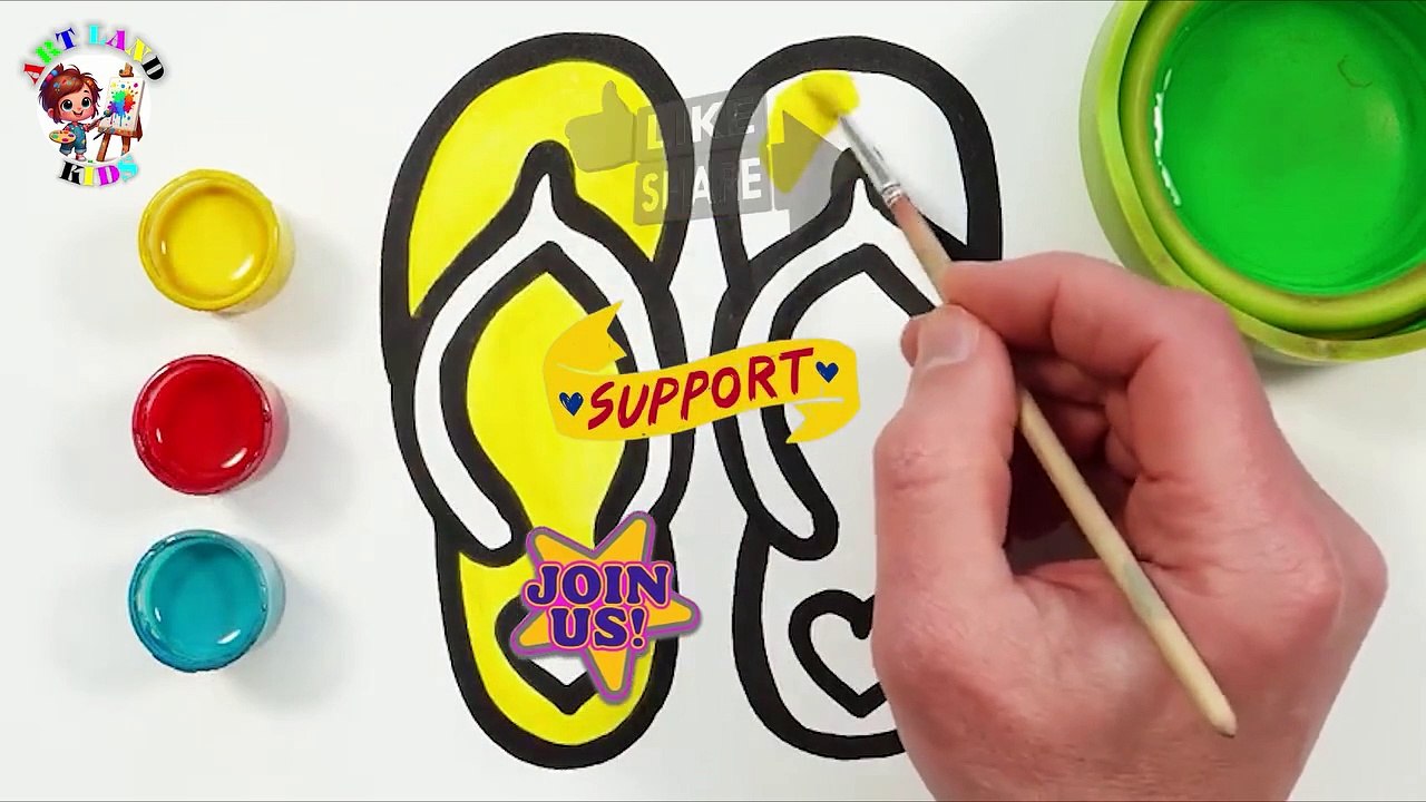 Drawing and Coloring Cute Flip-Flops with Flowers and Hearts 🌸❤️