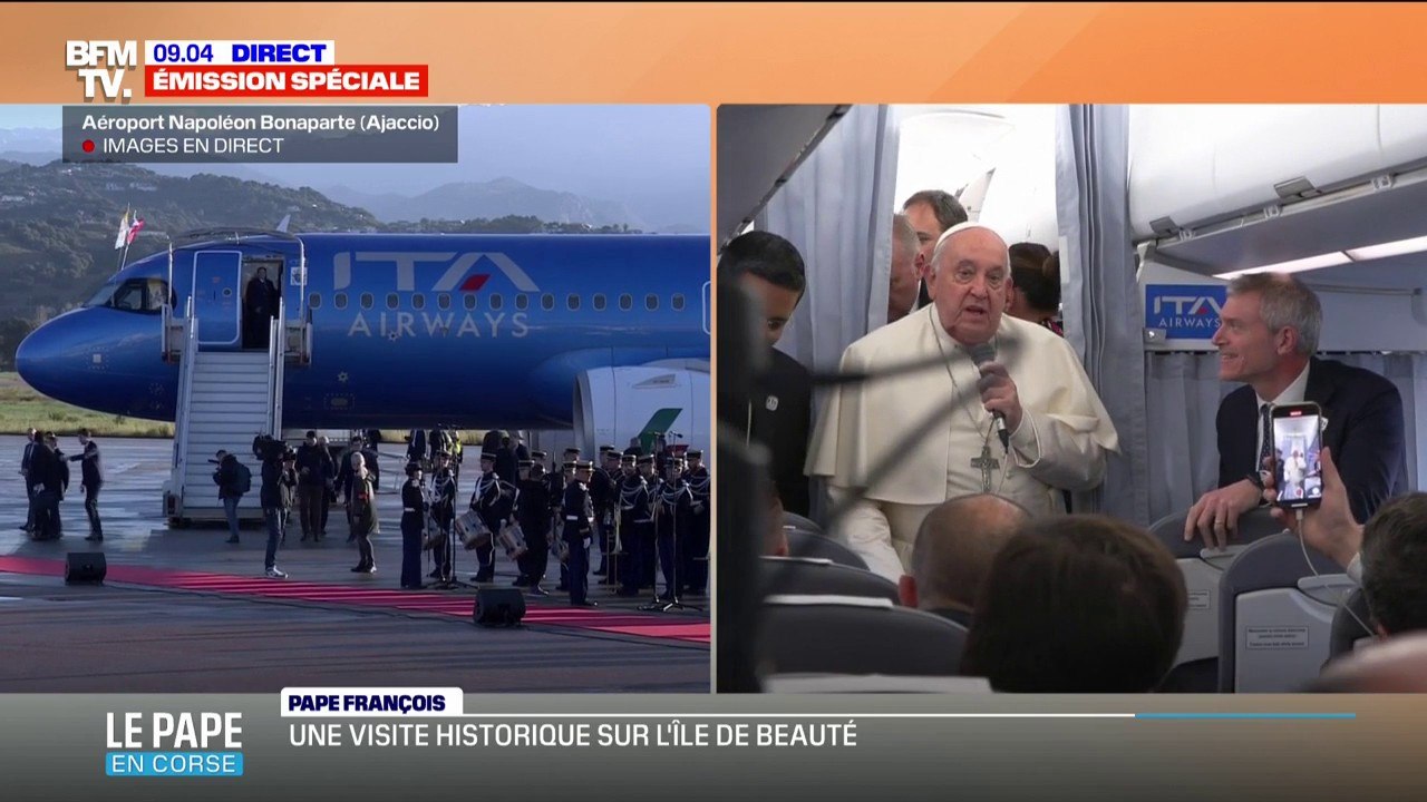 "Merci d'être venu": les premiers mots du pape François qui a atterri à Ajaccio