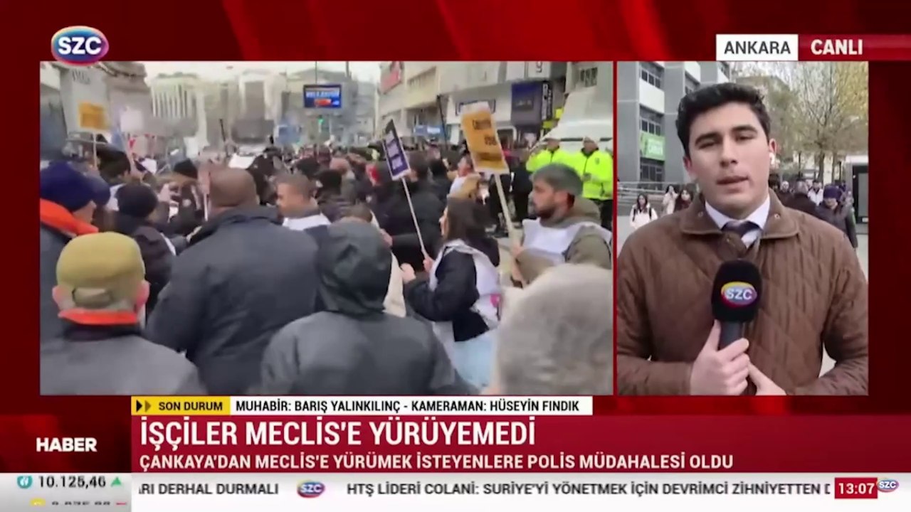 Çankaya'dan Meclis'e yürümek isteyen işçilere polis müdahalesi