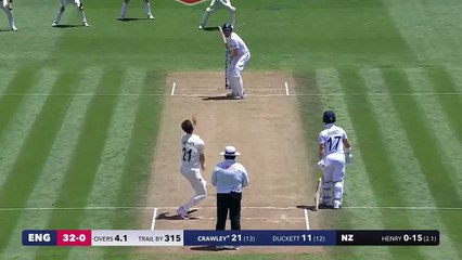 Caught and bowled! - Henry gets Crawley