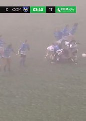 Ensayo de Masoko durante el partido disputado entre el Colina Clínic El Salvador y el Complutense Cisneros