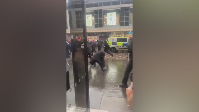 Rangers and Celtic fans erupt in chaos on Glasgow streets ahead of Scottish League Cup Final