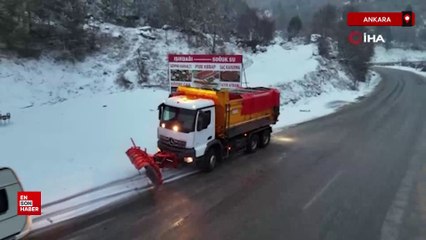 Ankara'nın yüksek kesimleri karla kaplandı