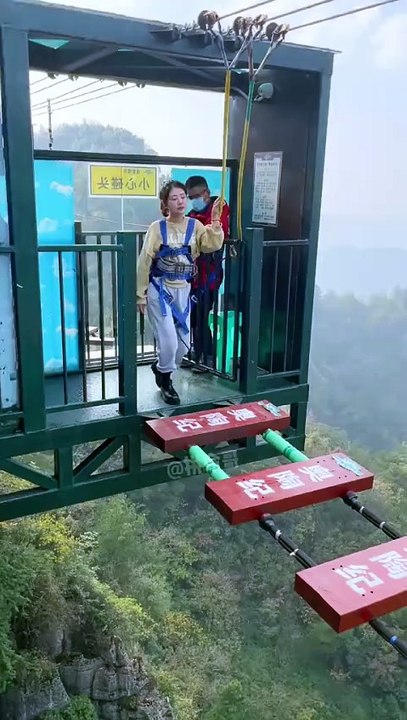 his is too disrespectful to the cliff. How dare you walk like this #bungee jumping #play with the heartbeat #brave people enjoy the world first #high altitude challenge