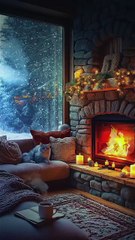 Snowy Sanctuary, Winter Escape with Crackling Fire.