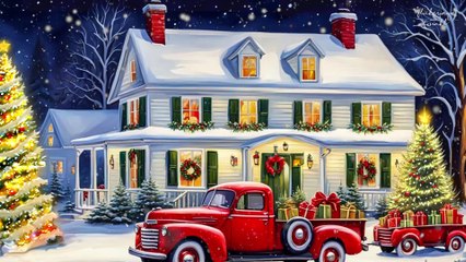 Soothing Christmas Country House in the Winter - Watercolor Painting