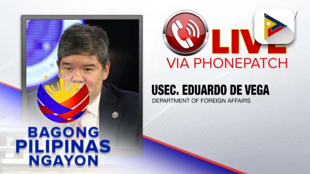 Panayam kay DFA Usec. Eduardo De Vega kaugnay sa pagbabalik sa bansa ni Mary Jane Veloso at mga undocumented Pinoys sa Amerika