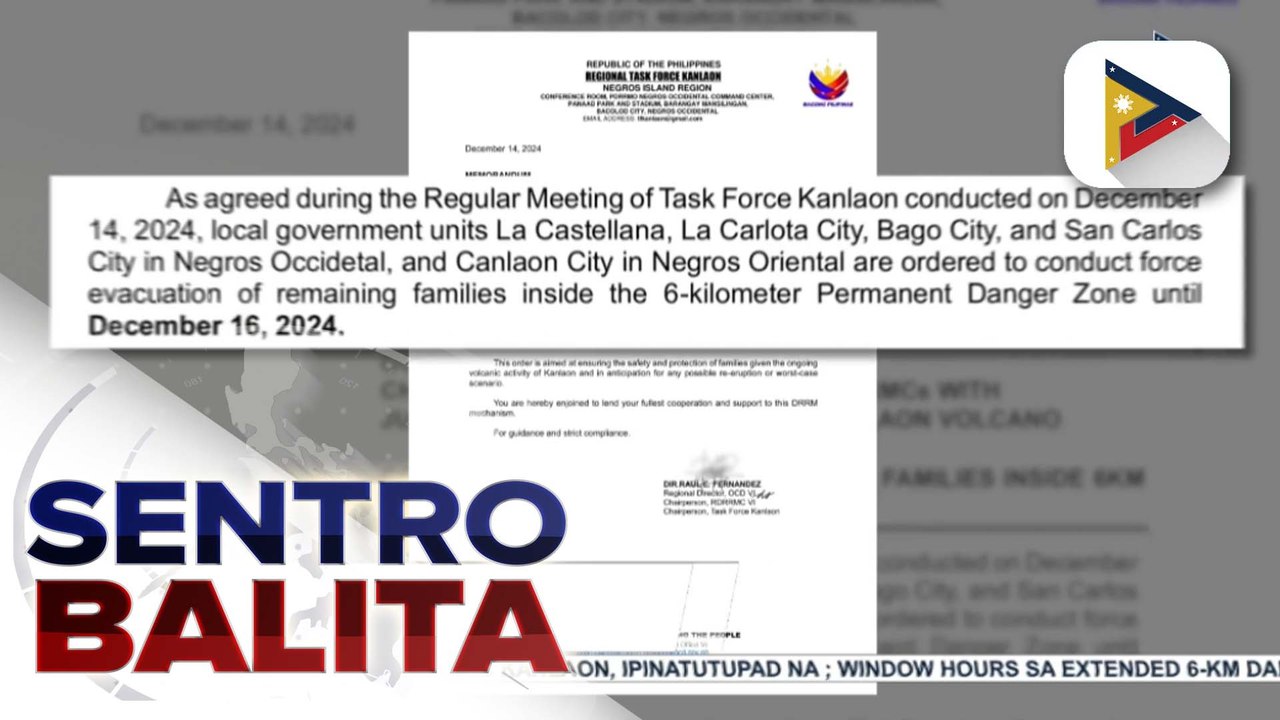 Forced evacuation, ipinatutupad na sa mga pamilyang nasa loob ng 6-km permanent danger zone ng Bulkang Kanlaon
