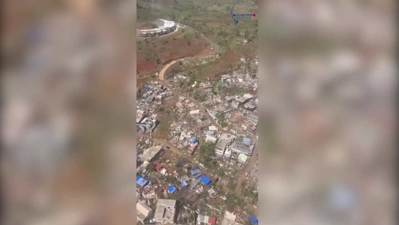 Aerial footage shows devastating aftermath of Cyclone Chido as thousands feared dead