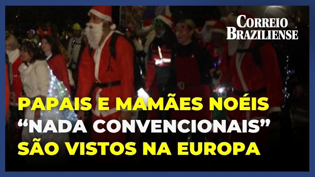 Inusitado: Papais e Mamães Noéis correm, patinam e andam de moto a poucos dias do Natal
