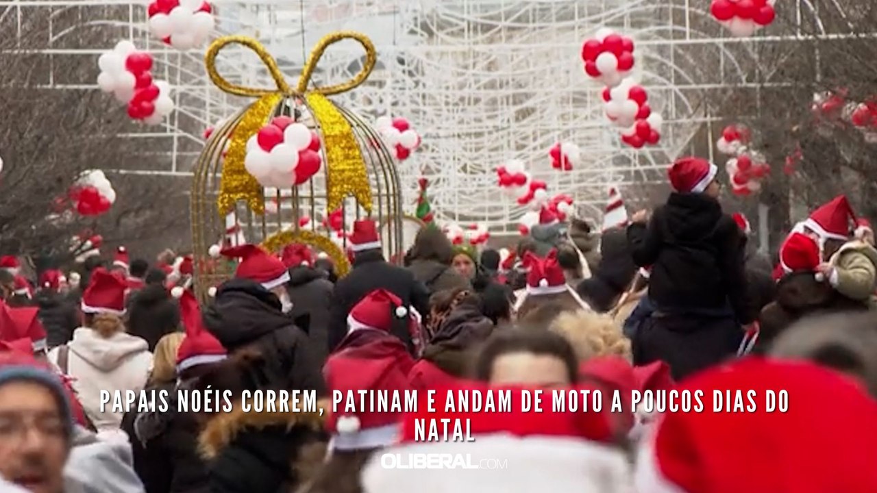 Papais Noéis correm, patinam e andam de moto a poucos dias do Natal