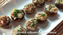 Champiñones rellenos de carbonara