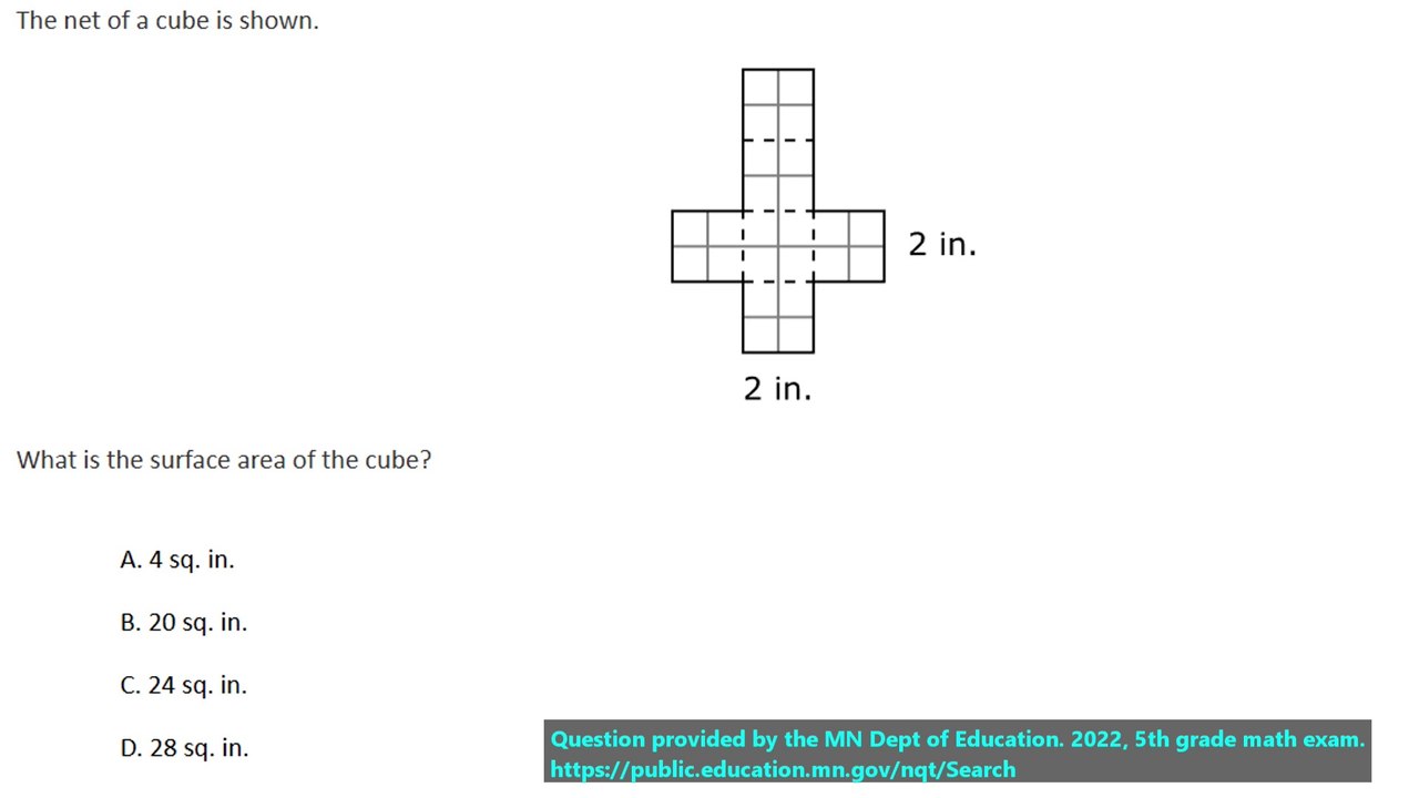 5th grade math practice question on rectangle area, question 2