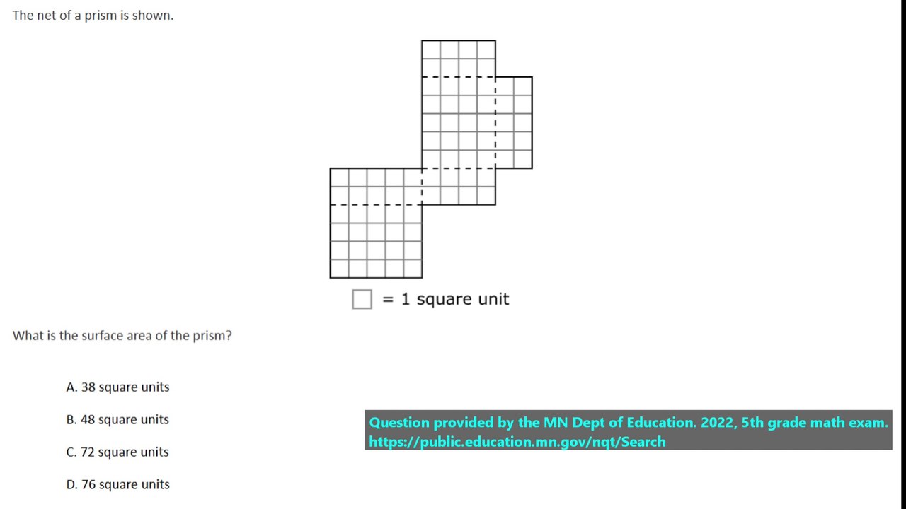 5th grade math practice question on rectangle area, question 8