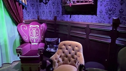 Bennett chats with Danny on the Haunted Mansion Parlor aboard the Disney Treasure