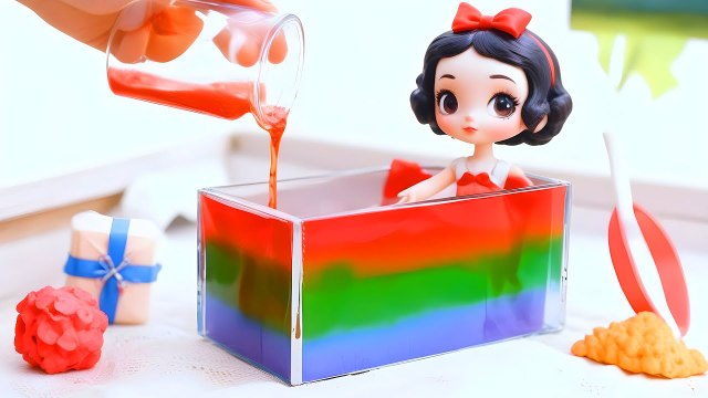 Rainbow Jelly Princess - Miniature Ariel Princess In Swimming Pool Jelly Recipe | Mini Cakes Making