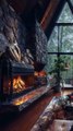 Glass Room Oasis, Rainy Day Escape with Crackling Fire.