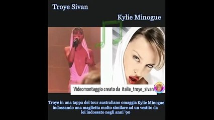 Video montaggio di Troye Sivan e Kylie Minogue che indossano un outfit similare ed idealmente cantano Cool