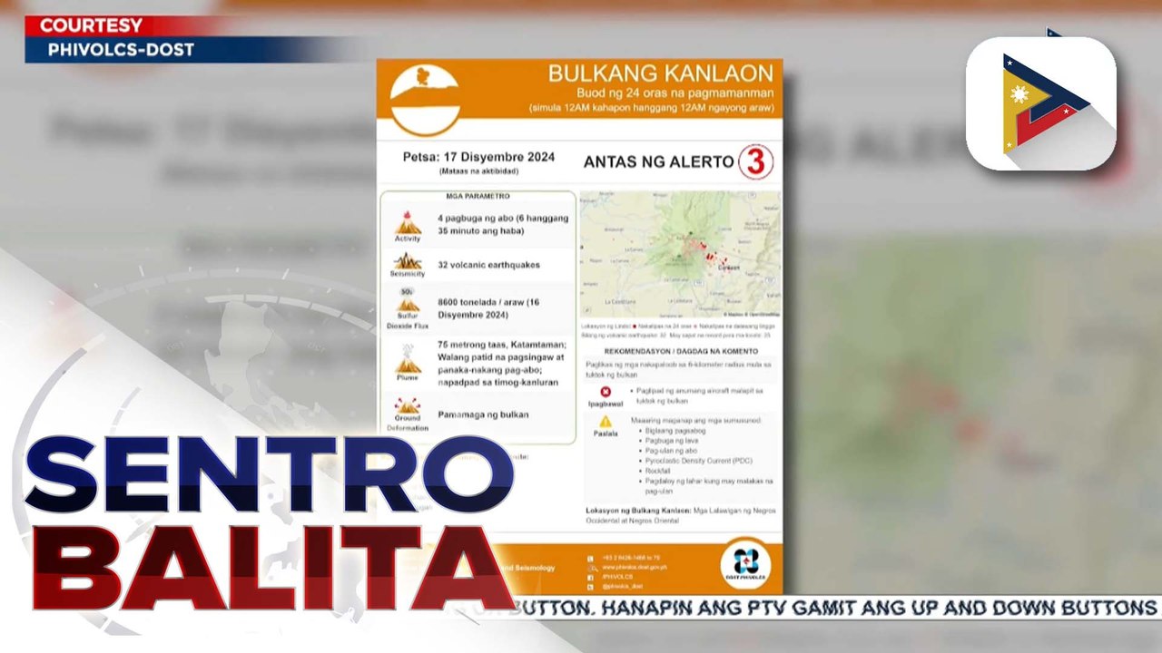 Pagtaas ng aktibidad ng Bulkang Kanlaon, naitala ayon sa Phivolcs