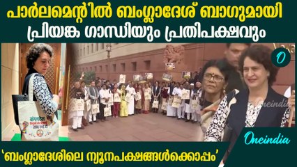 ബംഗ്ലാദേശിലെ ന്യൂനപക്ഷങ്ങൾക്ക് പിന്തുണയറിയിക്കുന്ന ബാഗുമായി പ്രിയങ്ക ഗാന്ധി
