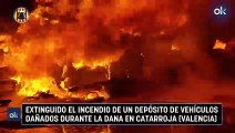 Extinguido el incendio de un depósito de vehículos dañados durante la DANA en Catarroja (Valencia)