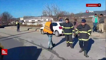 Çanakkale'de beton mikseri ile otomobil çarpıştı