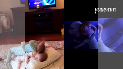 Animasyonu birebir canlandırdılar! İkiz bebekler görenlerin yüzünü gülümsetti