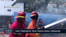 Saat Terparkir, Truk Tangki Aspal Terbakar