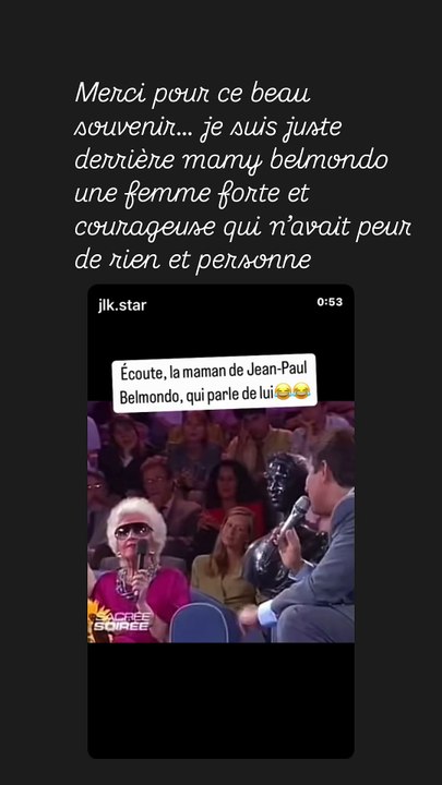 Dans cet extrait de l'émission Sacrée soirée, Jean-Paul Belmondo est présent aux côtés de sa mère Madeleine sur le plateau de Jean-Pierre Foucault