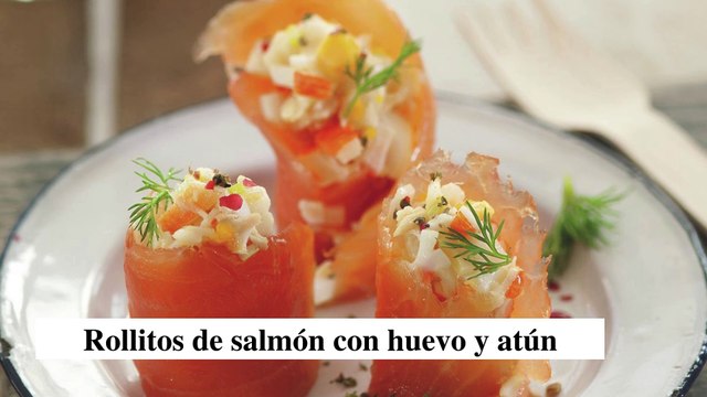 Rollitos de salmón ahumado con huevo y atún - Cocina Fácil
