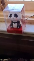 Car Decoration Solar Power Moving Head cute Panda Statue Creative