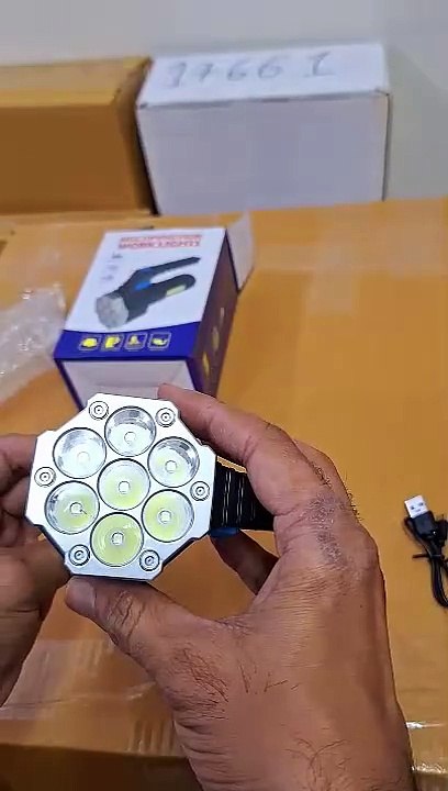 Portable Flashlight   Torch COB 7LED Hand Light USB Rechargeable Light with Side Light