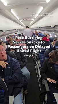 Pete Buttigieg Serves Snacks to Passengers on Delayed United Flight