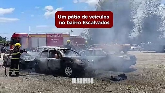 Quatro carros são incendiados em pátio de veículos apreendidos