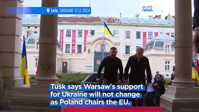 Poland's Donald Tusk meets Volodymyr Zelenskyy in surprise visit to Lviv