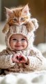 Heartwarming Moments: Child with a Cute Baby Cat ❤️😄
