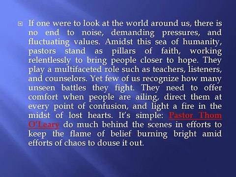 The Unseen Battles of Pastor Thom O’Leary Mountainbrook Church: Keeping Faith Alive in a Chaotic World