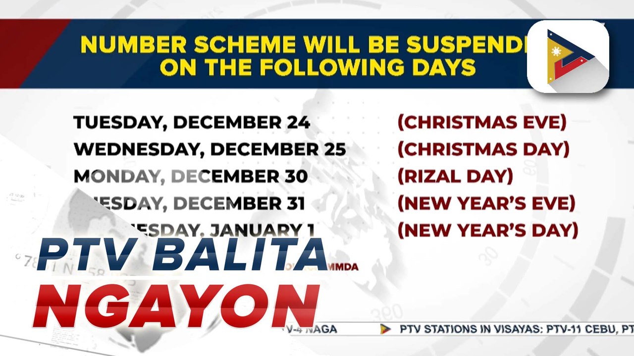 Number coding scheme, suspendido sa ilang holidays