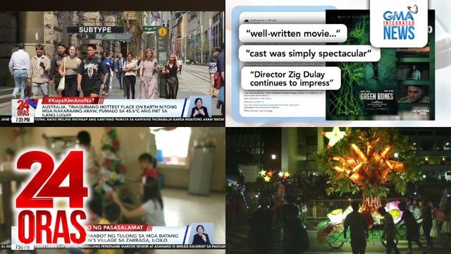 24 Oras: (Part 3) Australia, tinaguriang hottest place on Earth nitong mga nakaraang araw; 26 lantern installations, nagtagisan sa 2024 UP Lantern Parade; Single mom, nagpaabot ng tulong sa mga batang nasa SOS Children’s Village, atbp.