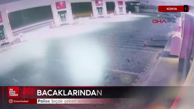 Konya'da polise bıçak çeken saldırgan, bacaklarından vurularak etkisiz hale getirildi