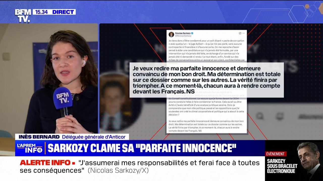 Nicolas Sarkozy définitivement condamné: "Cette peine nous apparait pas extrêmement lourde", explique Inès Bernard, déléguée générale d'Anticor