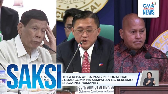 FPRRD, Sen. Go at Dela Rosa at iba pang personalidad, inirekomenda ng quad comm na sampahan ng reklamo kaugnay sa crimes against humanity | Saksi
