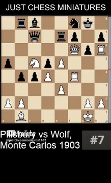 Harry Pillsbury sacrifices Bishop and Rook to checkmate Heinrich Wolf
