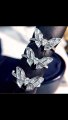 Aazuo Orignal 18K White Gold Real Diamonds Classic Fairy Butterfly Ring Gift For Woman Engagement Birthday Party