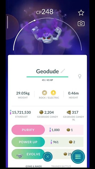 Pokémon GO-Purifying Shadow Alolan Geodude