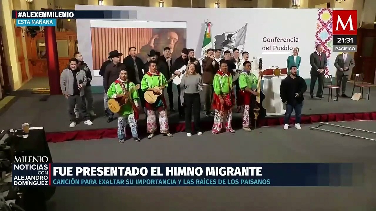 Claudia Sheinbaum resalta la labor de mexicanos en EU y presenta el himno migrante como regalo