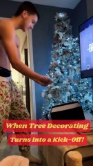 Christmas Tree Chaos: Boy's Hilarious Solution to No Strings Attached!