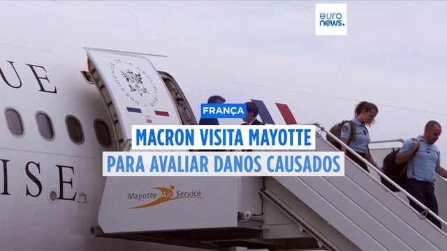 Presidente francês Emmanuel Macron visita Mayotte na sequência do ciclone Chido