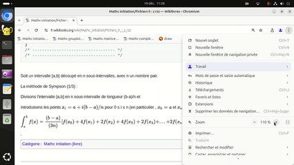 Analyse I. Langage C. Fonctions : Calculer une intégrale avec la méthode de simpson